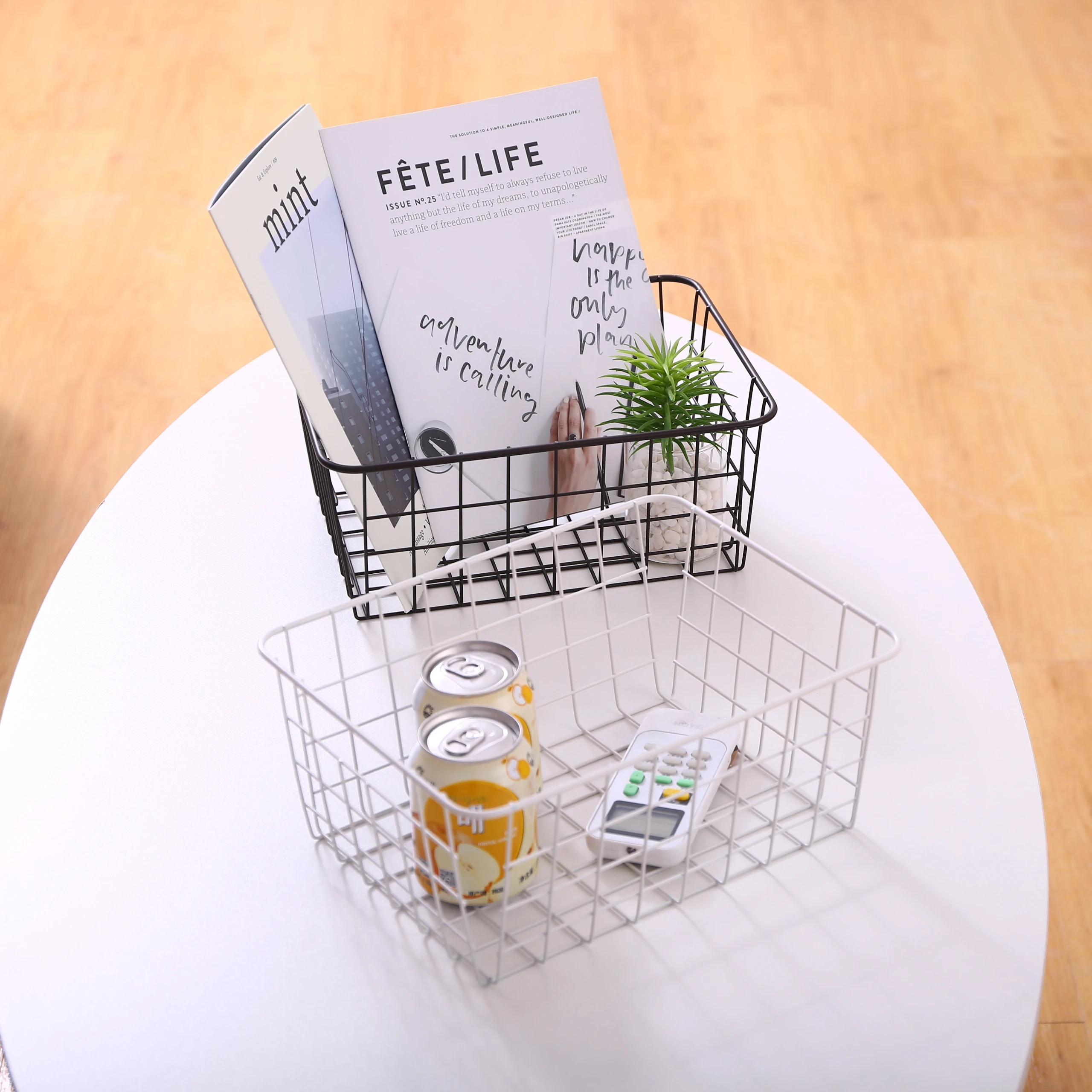 Bathroom Kitchen Cabinet Storage Rectangle Grid Metal Wire Basket