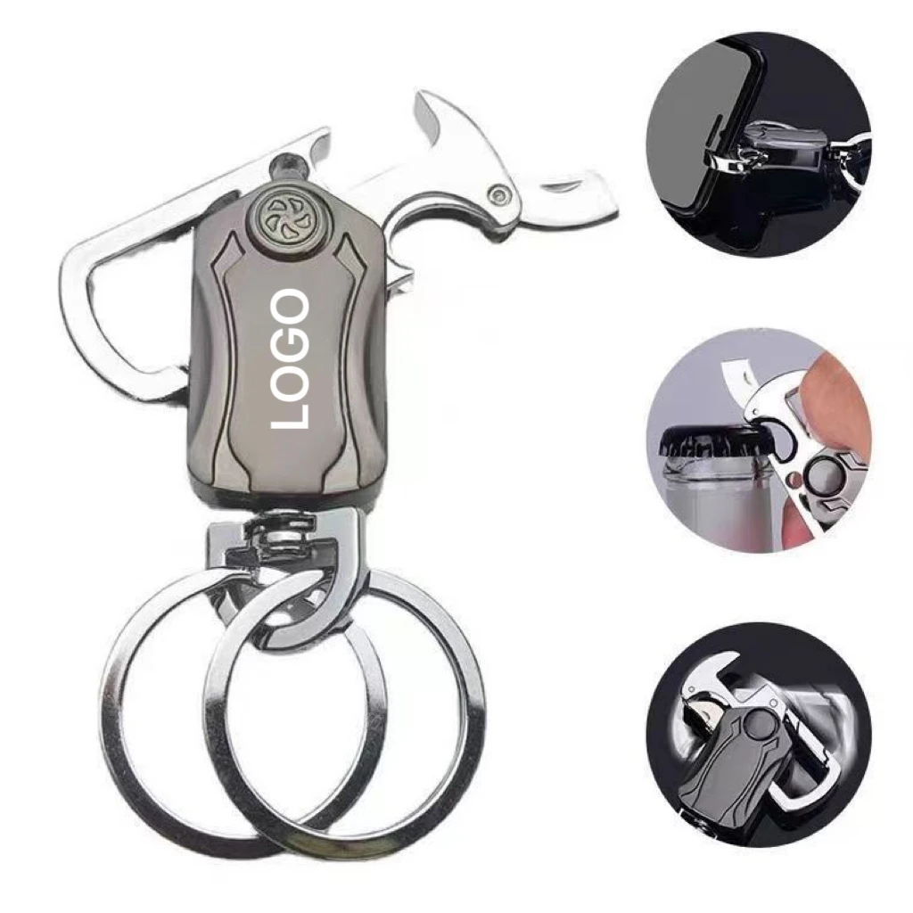 Creative Gyro Metal Keychain Customized Logo Cell Phone Holder Keychains for Promotional Gifts Bottle Opener Clasp Key chain