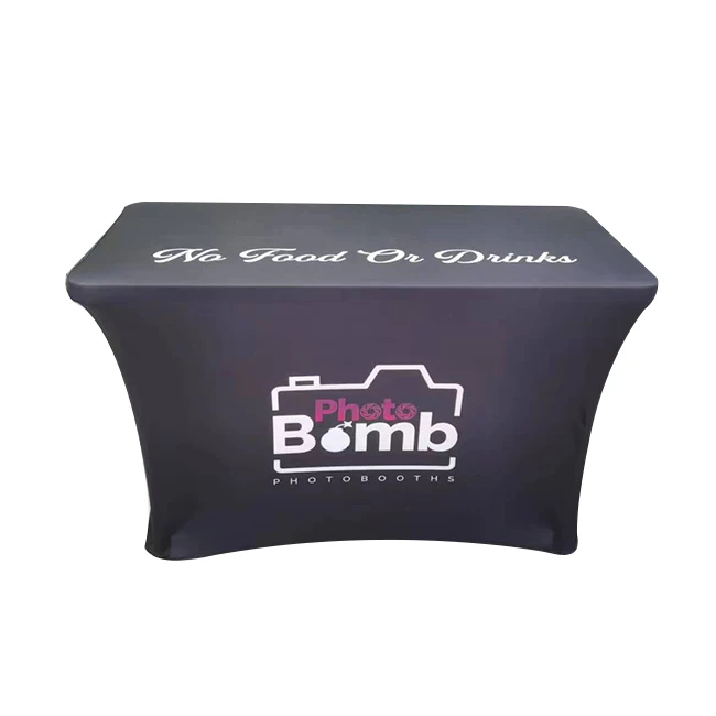 Custom logo Printing 4ft 6ft 8ft Customize Advertising Fitted Stretch Table Cloth Drape Table Cover