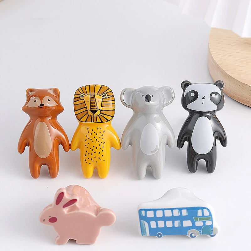 Hoone Creative Childlike Small Animal  Ceramic Cabinet Furniture Handles