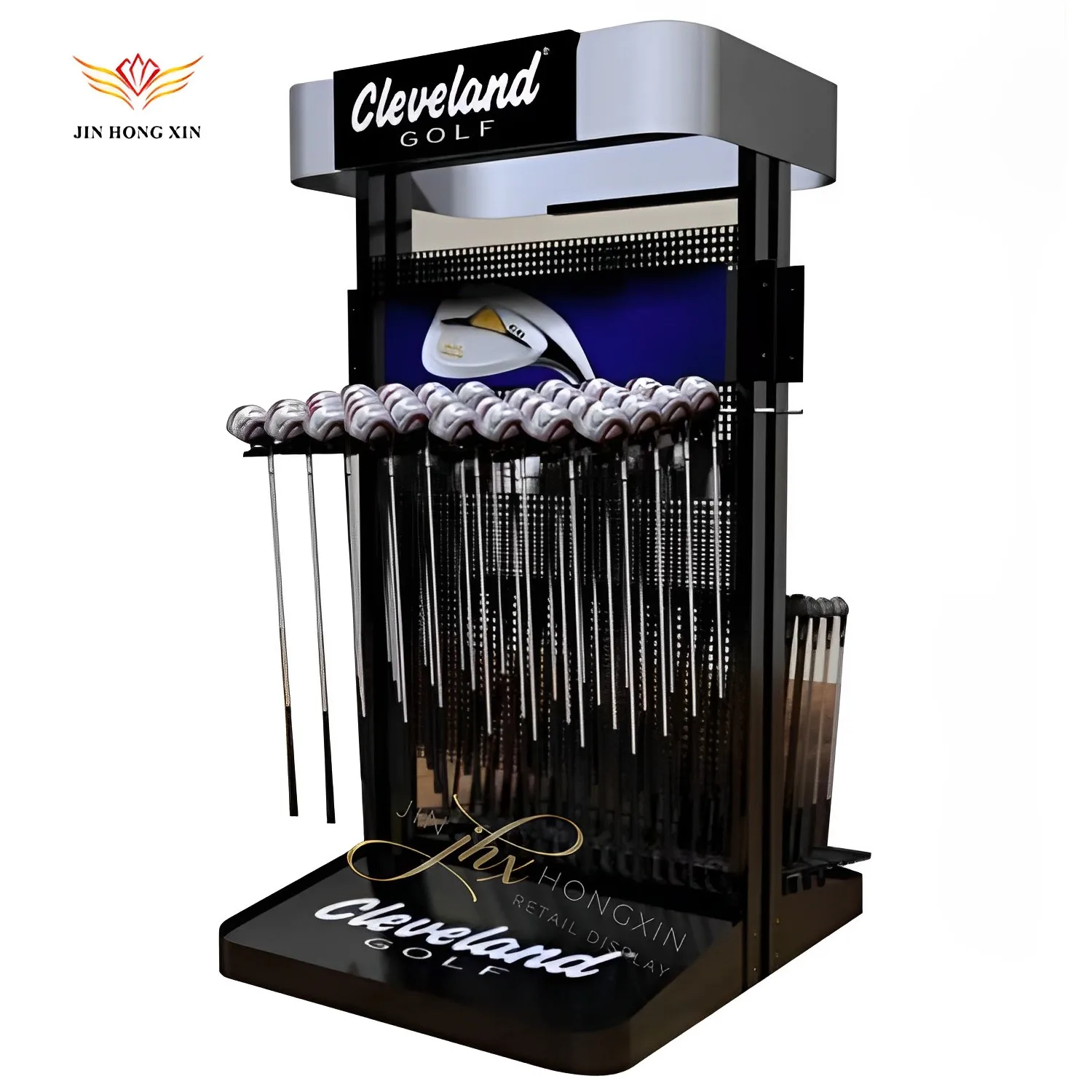 Customized Modern Pop Metal Display Rack Golf Glove Store Supermarket Shelves Floor Stand Steel Material Carton Advertising