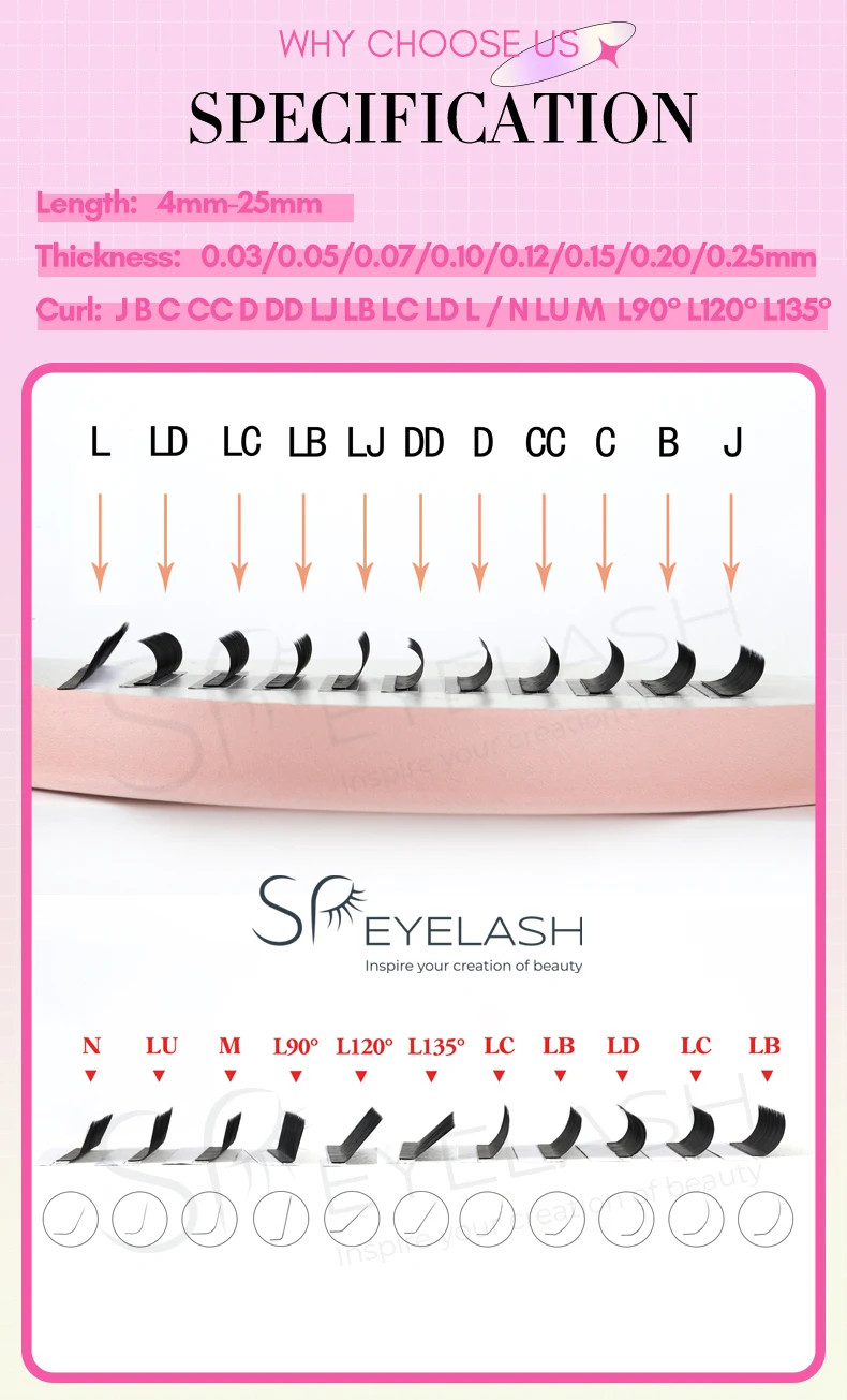 SP EYELASH 0.05 Matte Dark Black Volume Lash Extensions Cashmere Eyelash Extension Supplies Private Label Individual Lash Trays