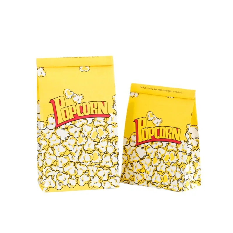 popcorn bags custom logo printed french fries bag paper bread flat paper bags
