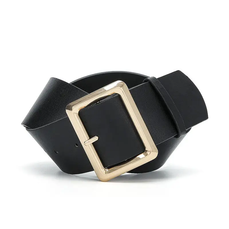 Pearls Round Buckle Belts for Women Pu Leather Thin Waist Belt Ladies Waistband