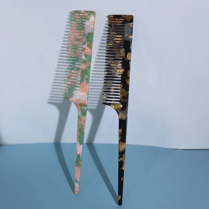 Wholesale High Quality Blonde Tortoise Shell Acetate Plastic  Hair Comb Brushes Hair Accessories Tools