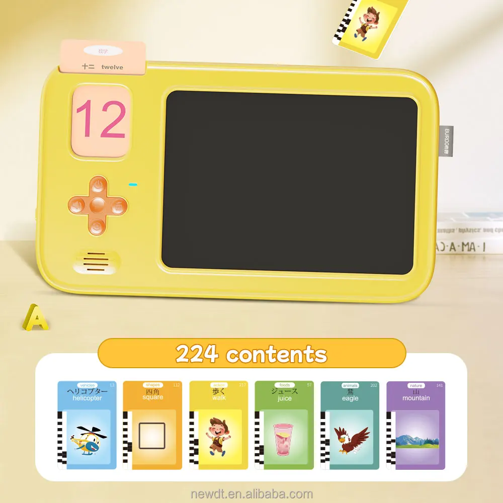 Hot Sales Educational Electronic Toy Talking Flash Cards Writing Board 224 Sights for Old Kids with LCD Drawing Tablet