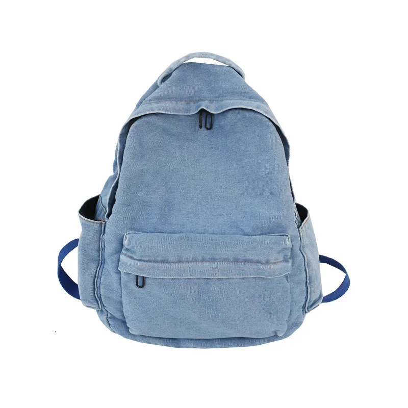 Teenage Boys Girls Women Lightblue Darkblue Jeans Daypack Outdoor Bag Travel School Bag Denim Backpack