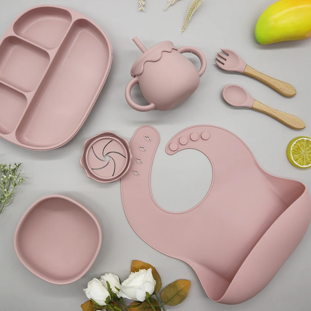 Wholesale Baby Feeding Supplies Silicone Baby Bib With with Food Catcher BPA Free Waterproof Baby Silicone Bibs