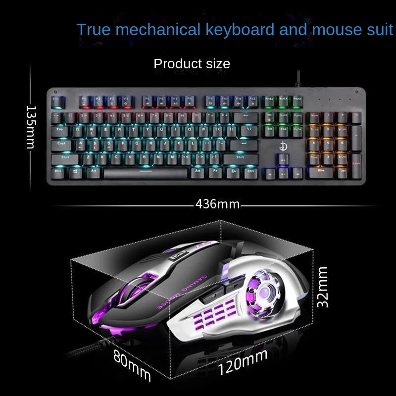 Hot selling OEM104 key wired high DPI RGB green axis keyboard and mouse set