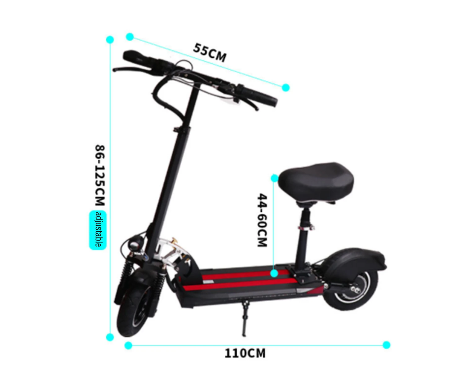 800W acceleration motor foldable electric scooter with 10-inch off-road wide tire for adults