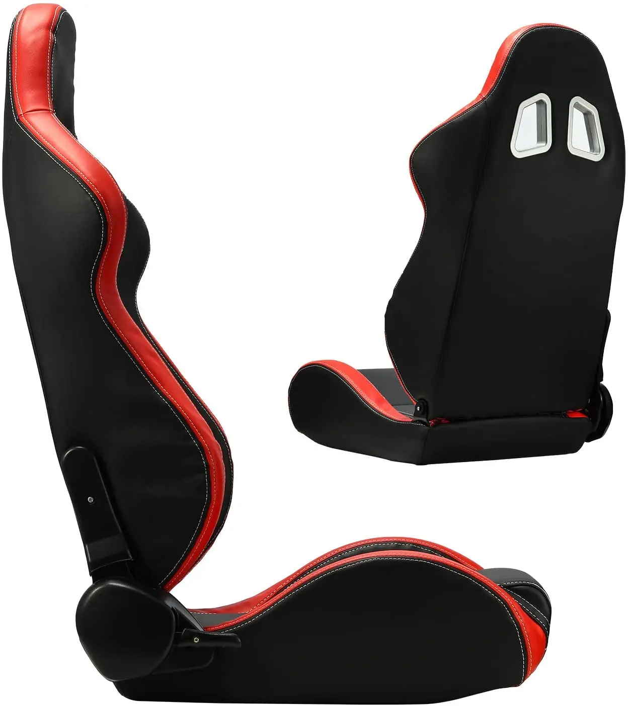 Jiabeir Customized Logo Black Red PVC Leather With White Line Double Slider Bucket Seat