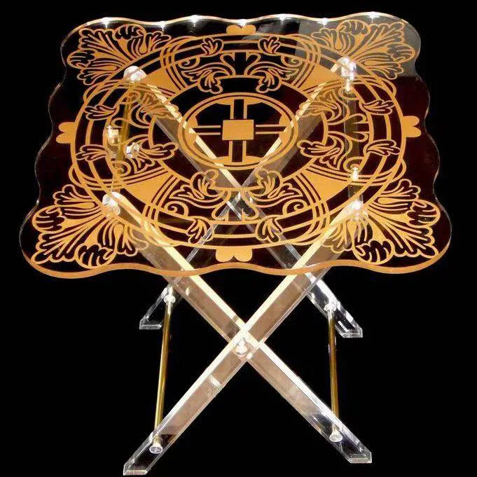 Wholesale  Factory Price Round Square  Side Coffee Tables Set Transparent Folding Acrylic Service Coffee Table