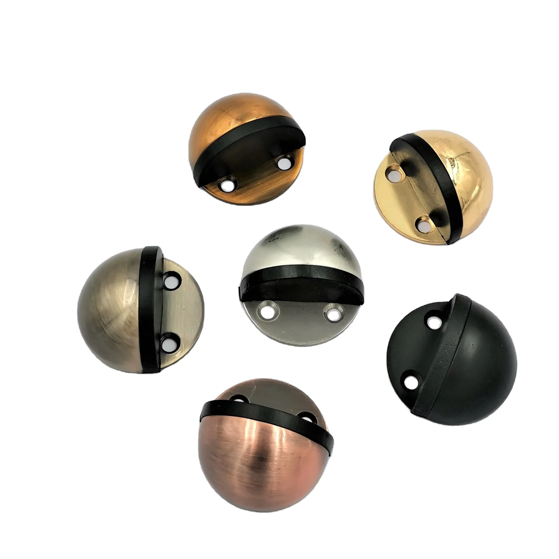 Half Moon Stainless Steel Rubber Door Stopper Wood Floor Mounted Door Holder Stopper