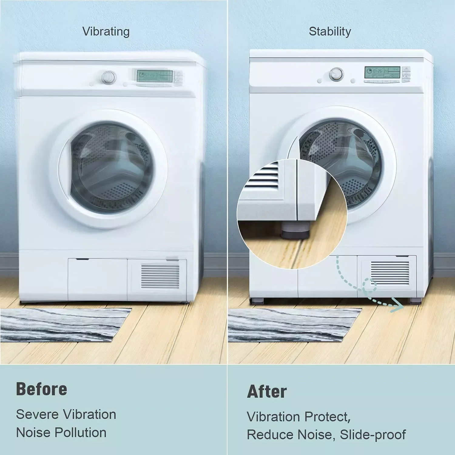 Anti Vibration Dampers Anti Walking Washing Machine Anti-vibration Soft PU GEL Foot Pad