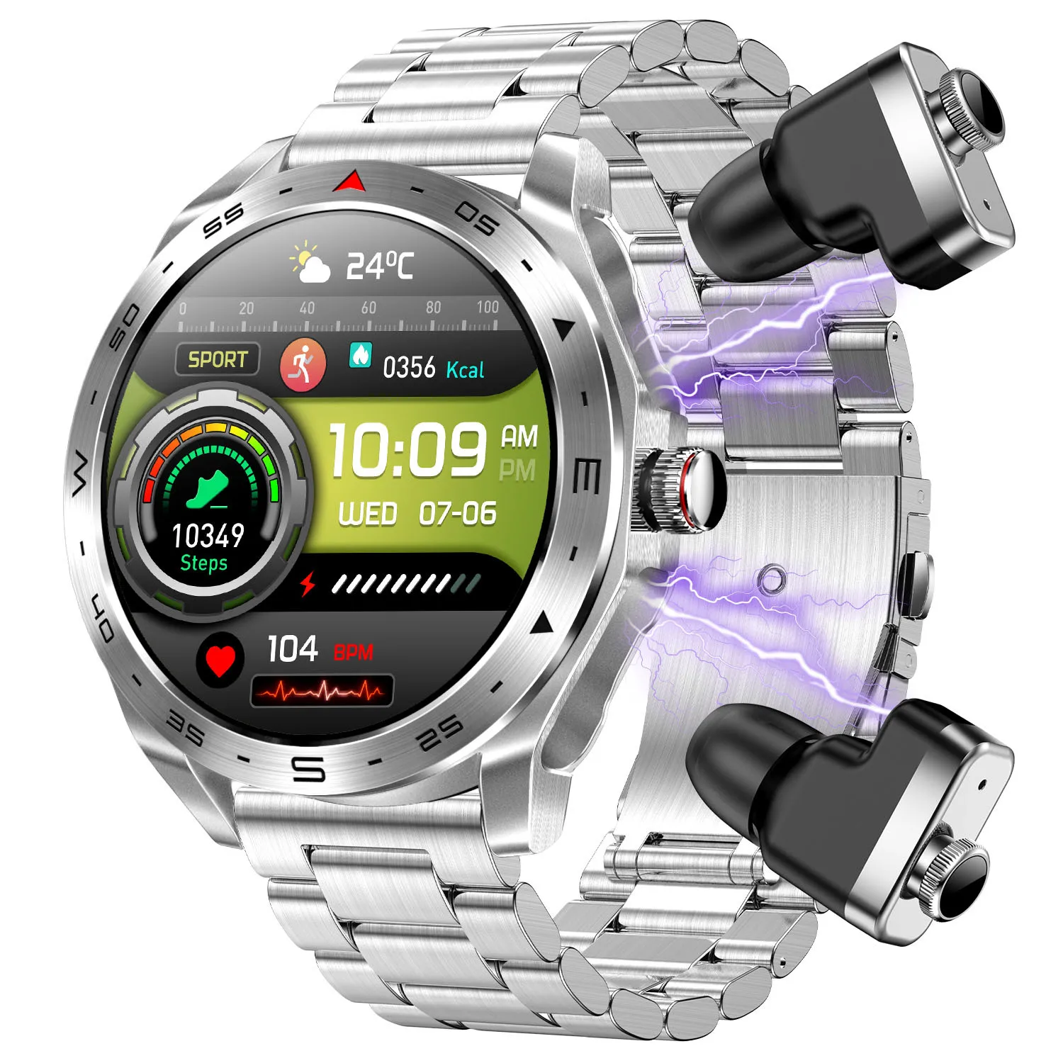 New T95 with TWS Bluetooth headset earphone smartwatch 1.52 inch AMOLED large screen battery bracelet smart watch