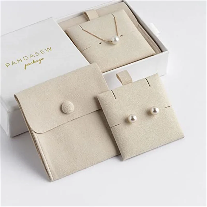 Wholesale Peacock Blue Microfiber Jewelry Bag With Logo Necklace Clip Velvet Bracelet Earring Pouch With Insert Pad