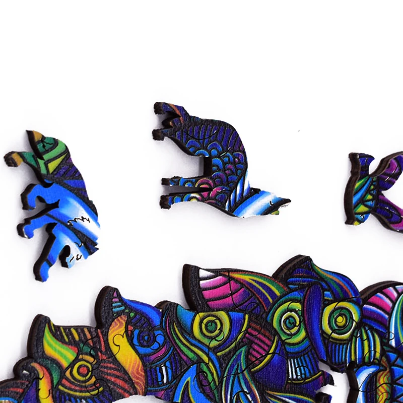 Wholesale puzzle Custom wooden box A4 3D wooden puzzle animal wooden jigsaw puzzle wolf