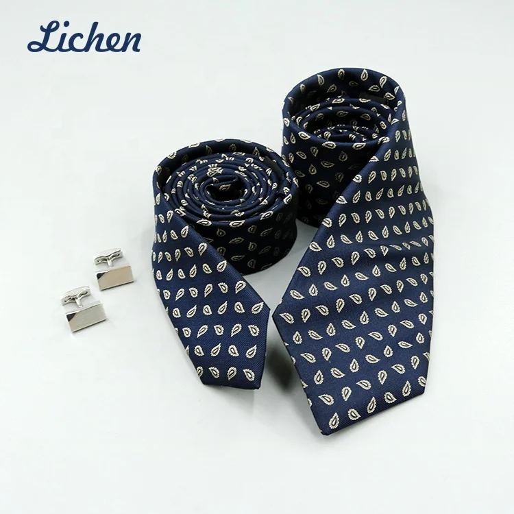 Silk Jacquard Woven Fabric Wedding Necktie Standard Ready Ties Cufflink Hanky Set Men