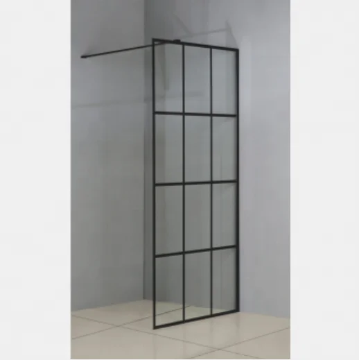 90x195cm black print walk in shower enclosure with 8mm thick tempered clear glass