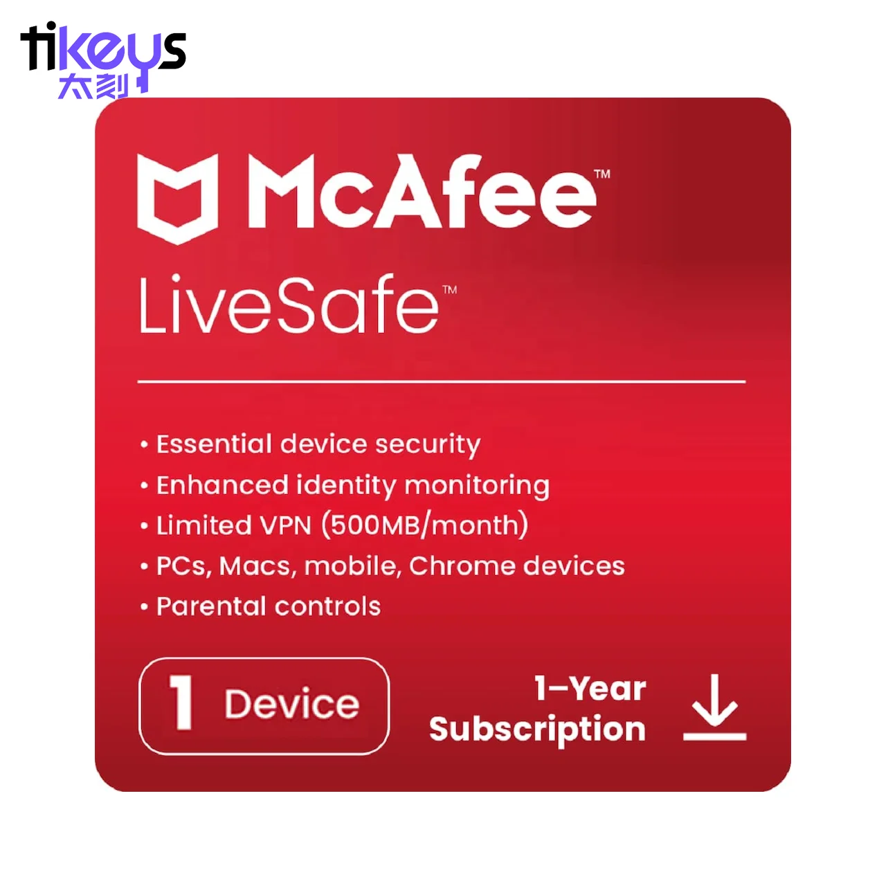 24/7 Online Email Delivery McAfee LiveSafe 2023 1 Device 1 Year Bind Key Security Software Official Website Activation