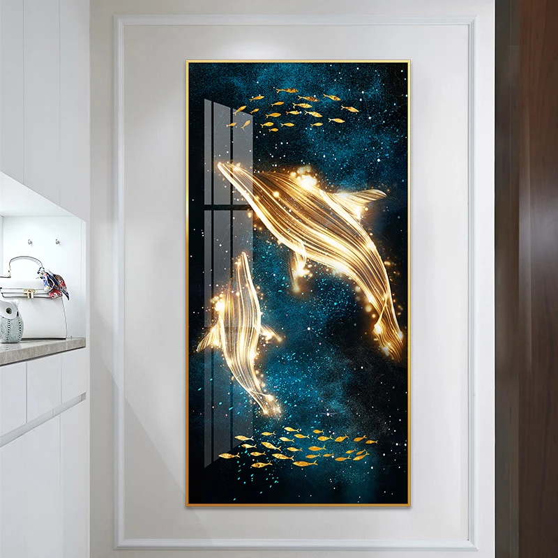 Marine animal painting whale wall art for home picture print canvas and poster Entrance and corridor decoration