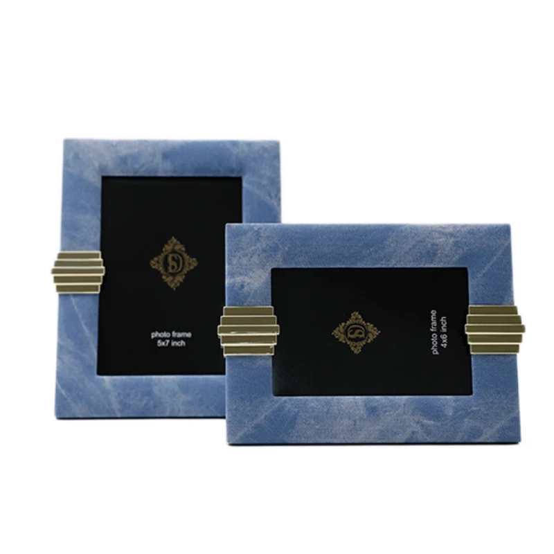 
European modern minimalist living room bedroom leather model room light luxury photo frame photo frame set 6 inch 7 inch desktop 