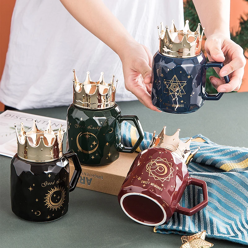 
390Ml Crown Mug Ceramic Mug Mlik Ceramic Ceramic Coffee Mugs 