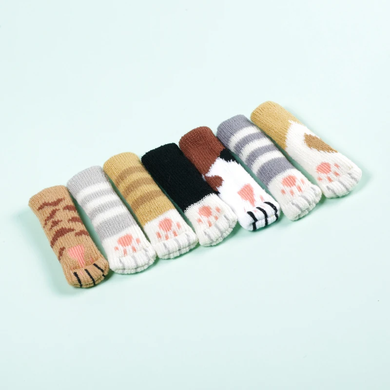4pcs/set Cartoon Cat Knitting Anti-noise Non-slip Table Chair Stool Foot Cover
