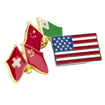 Custom Souvenir Gold Silver Country Map Lapel Pins and Badges with Lucky Gift Enamel butterfly clutches and safety Pins