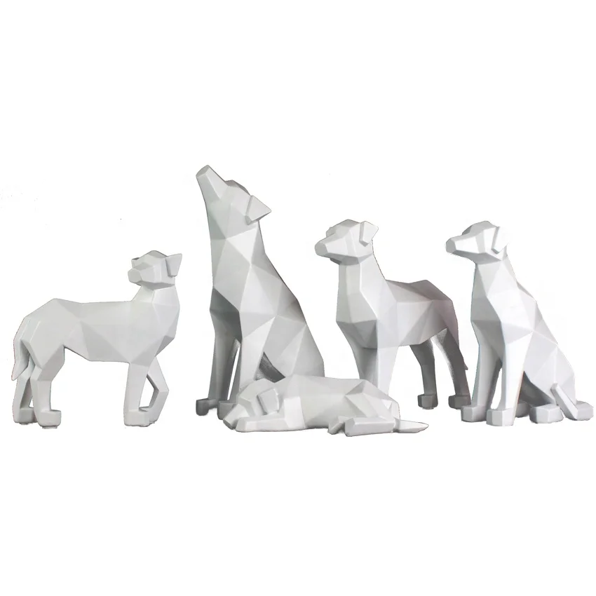Nordic geometric section  abstract animal small decor gifts resin dog statue  for home