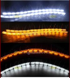 Tcart auto warming daytime running light strip 12V crystal led DRL  3color Flexible Day Lights with turn yellow signal lamp