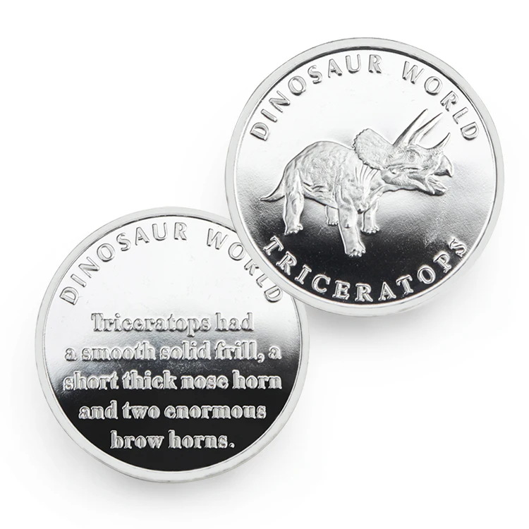 Custom Souvenir Gold Silver Plated Commemorative Dinosaur Panda Animal Coin