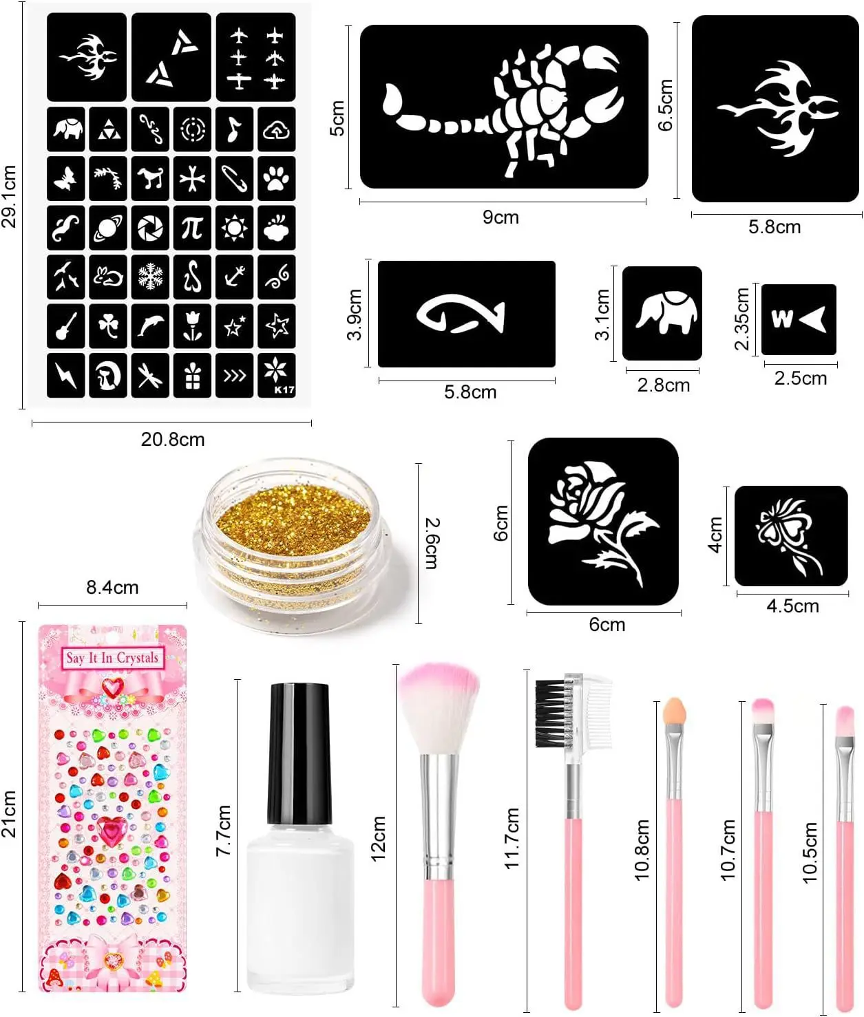 New Arrival Fashion Design 24 Colors Temporary Glitter Tattoo Kid Party Art Diy Glitter Set