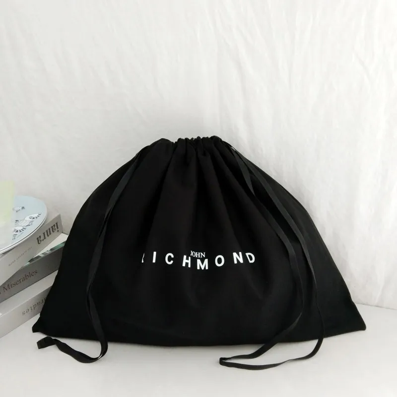 Wholesale Eco-Friendly Black Draw String Bag Printed Customized Size And Color Gift Bag Soft Cotton Drawstring Pouch