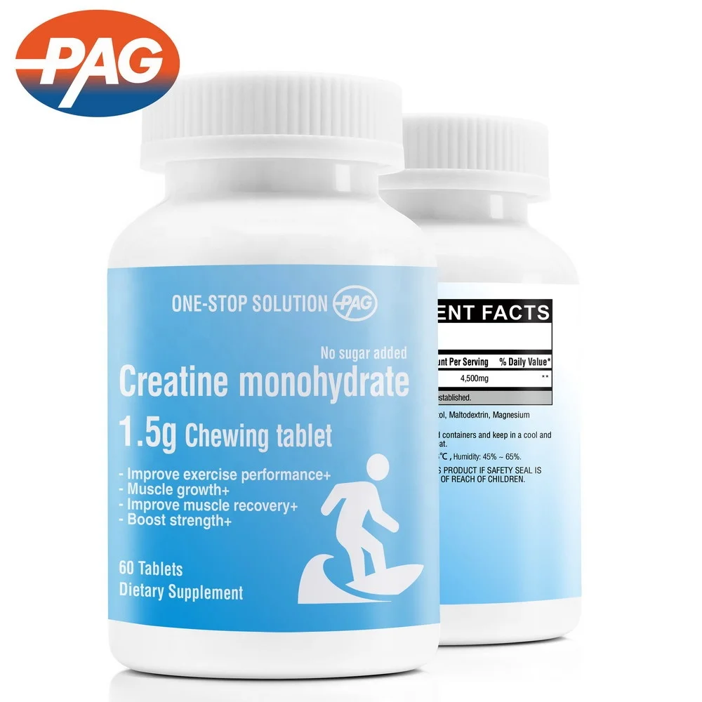 Private Label Sports Supplements Muscle Growth Build Creatine Monohydrate 1.5G Chewing Tablet