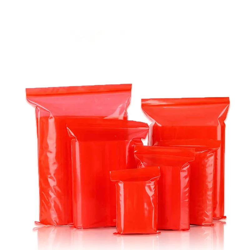 Manufacturer China Wholesale Antistatic Red PE Plastic ziplock Bag Colorful bag thankyou plastic bag