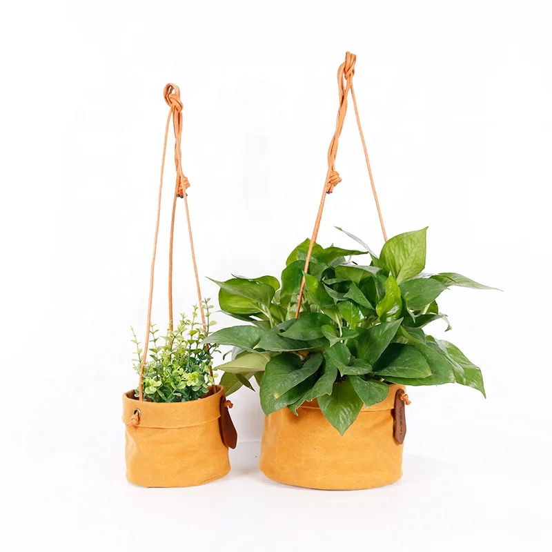 CHANGRONG  Custom Eco-friendly water resistant waxed canvas hanging Flower Storage planter bag