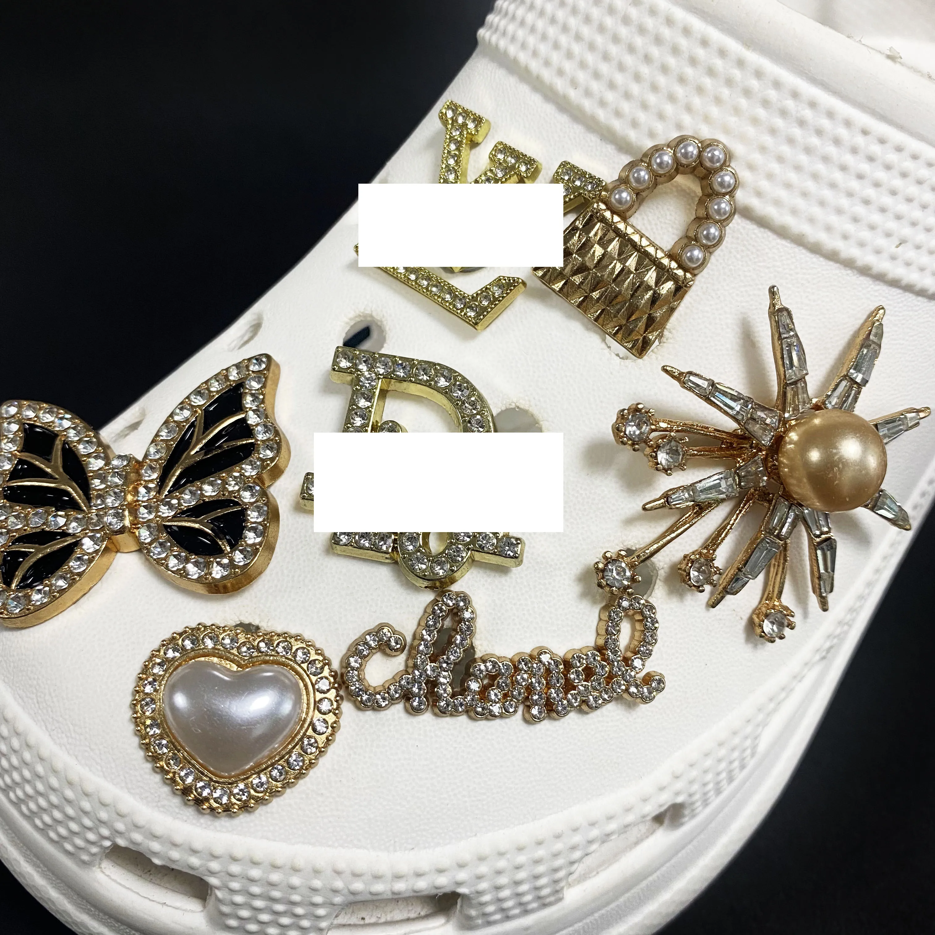 Wholesale Women Diy Designer Crystal shoe charms disigners metal croc shoe charms for clog shoes decoration wholesale