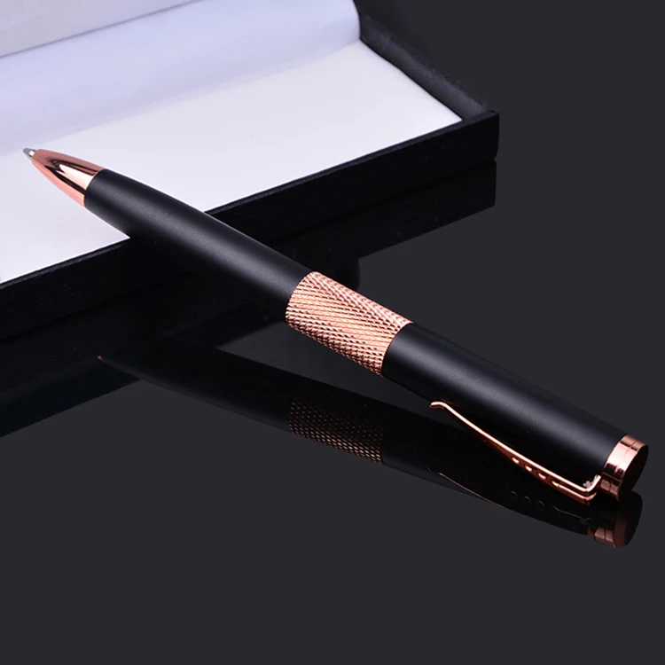 Promotional Three Hole Pen Clip Design Luxury Rose Gold Metal Ballpoint Twist Pen For Wedding Gifts Custom Logo Black Rose Gold