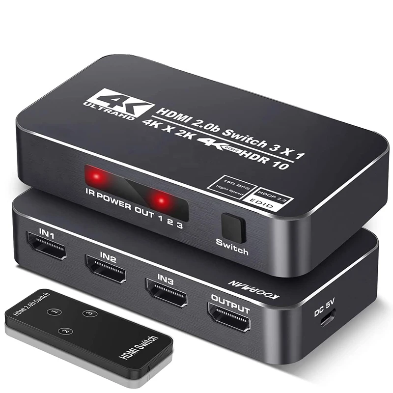 4K HDR HDMI переключатель с 3 портами 60 Гц 2 0 ИК беспроводным пультом дистанционного управления поддерживает HDCP для
