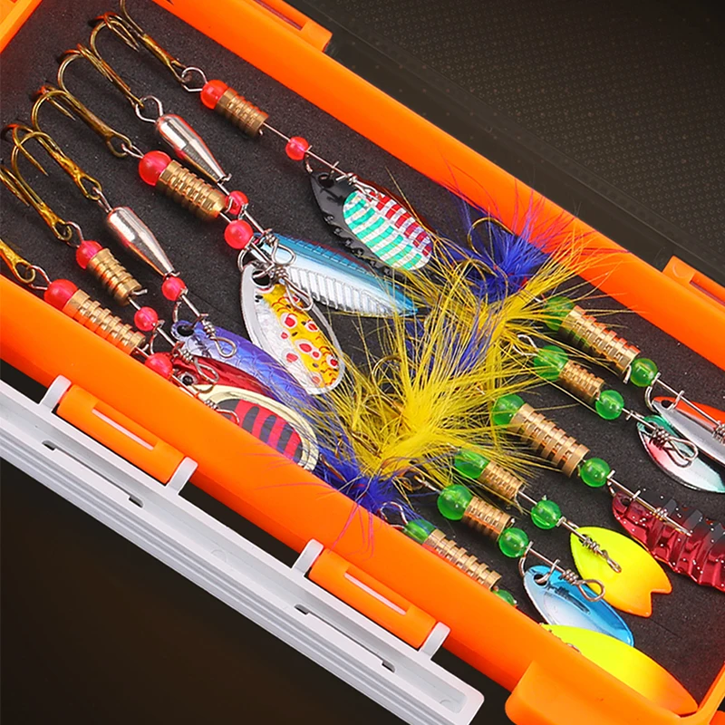 WeiHe 12pcs Metal Spinner Fishing Lure Set Metal Spoon Bait Kit Spinner Lures Combo