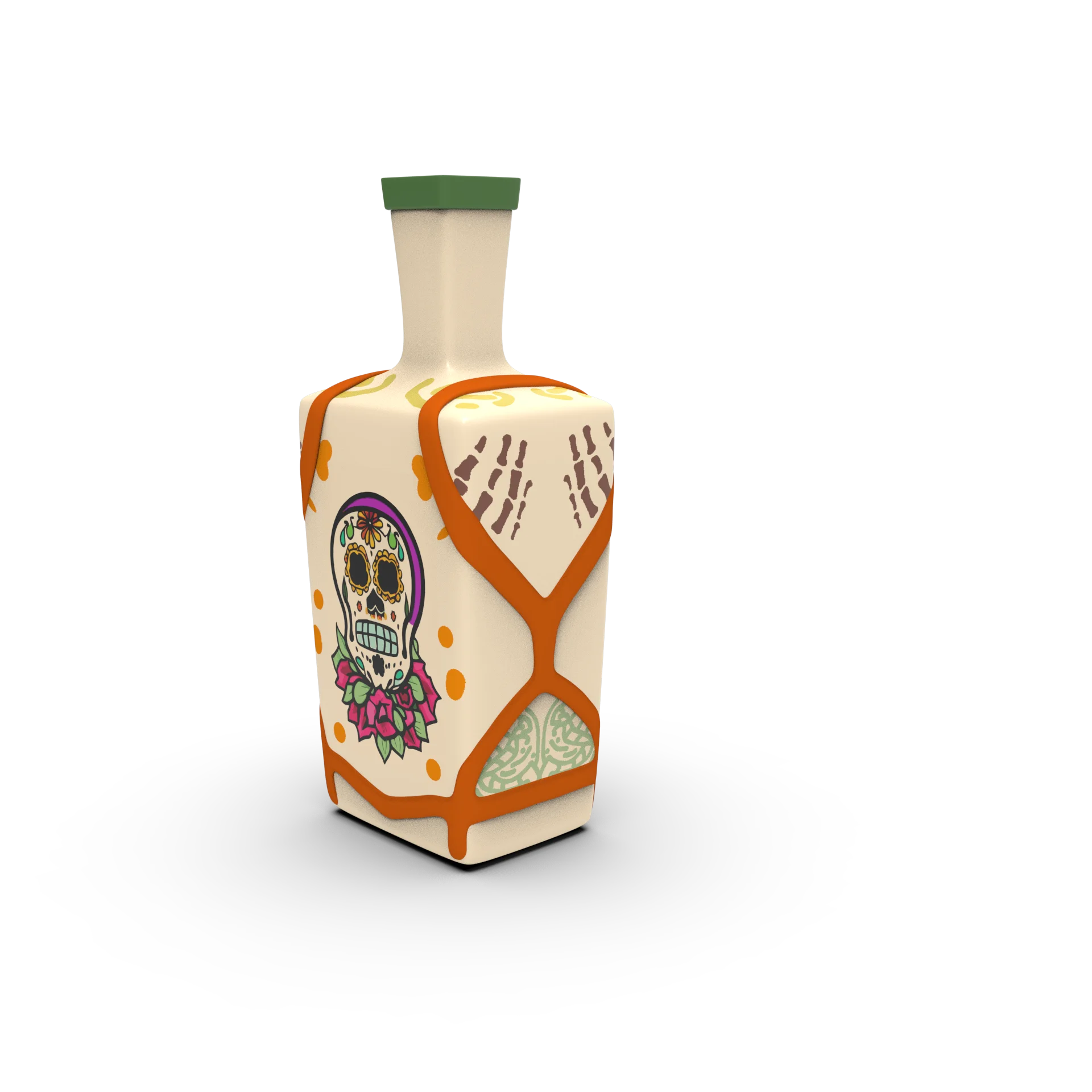 Custom capacity wholesale personalized drink wine alcohole liquor decanter ceramic day of the dead skull quadrate tequila bottle