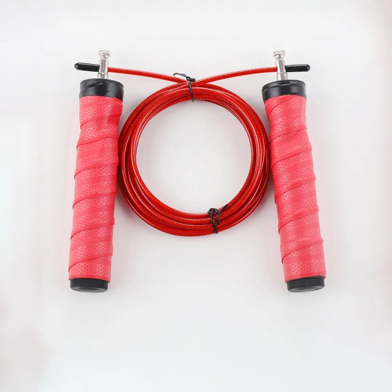 Low price sweat absorbing racing bearing wire gym skipping rope weighted jump rope pvc fitness equipment