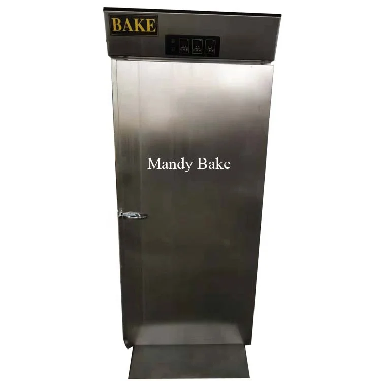 Industrial bread proofer fermentation room with trolley