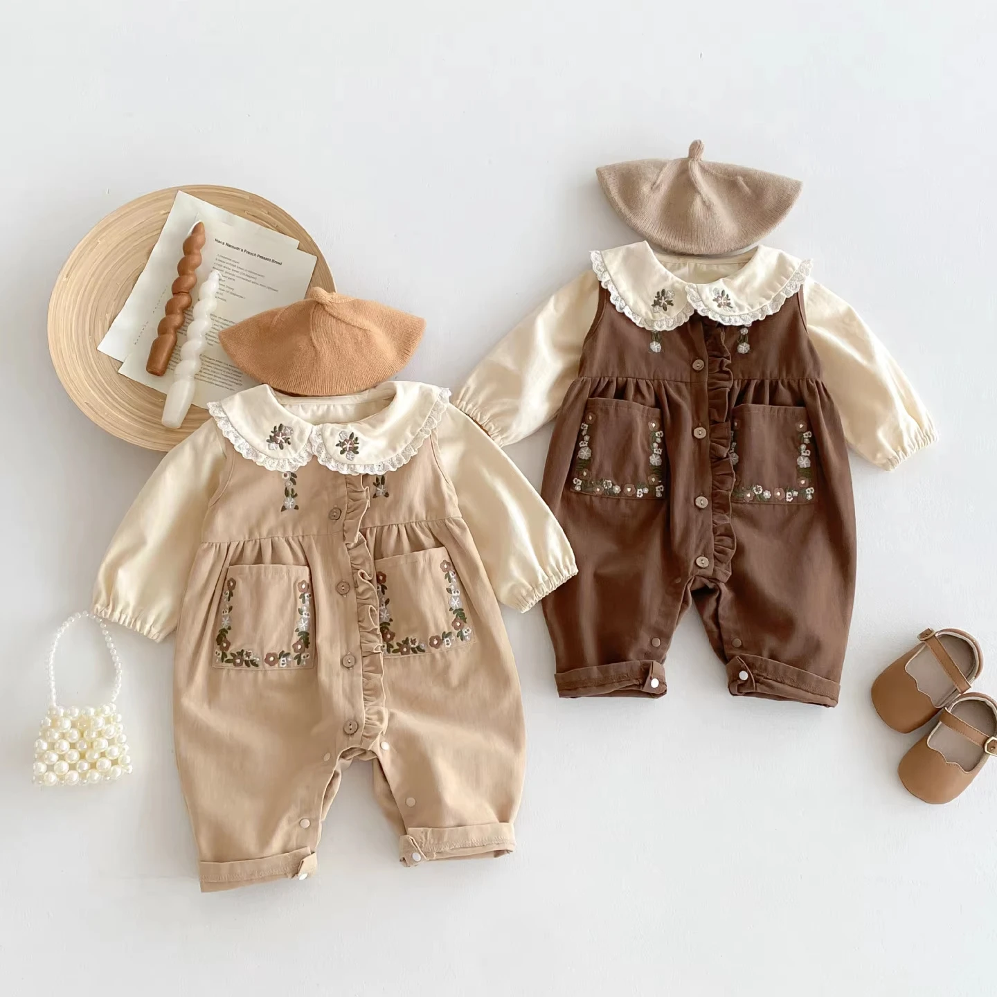 2024 Baby Long Sleeve Overalls Suit Stylish Cotton Clothes for Spring and Autumn Internet Celebrity 100-Day New Products