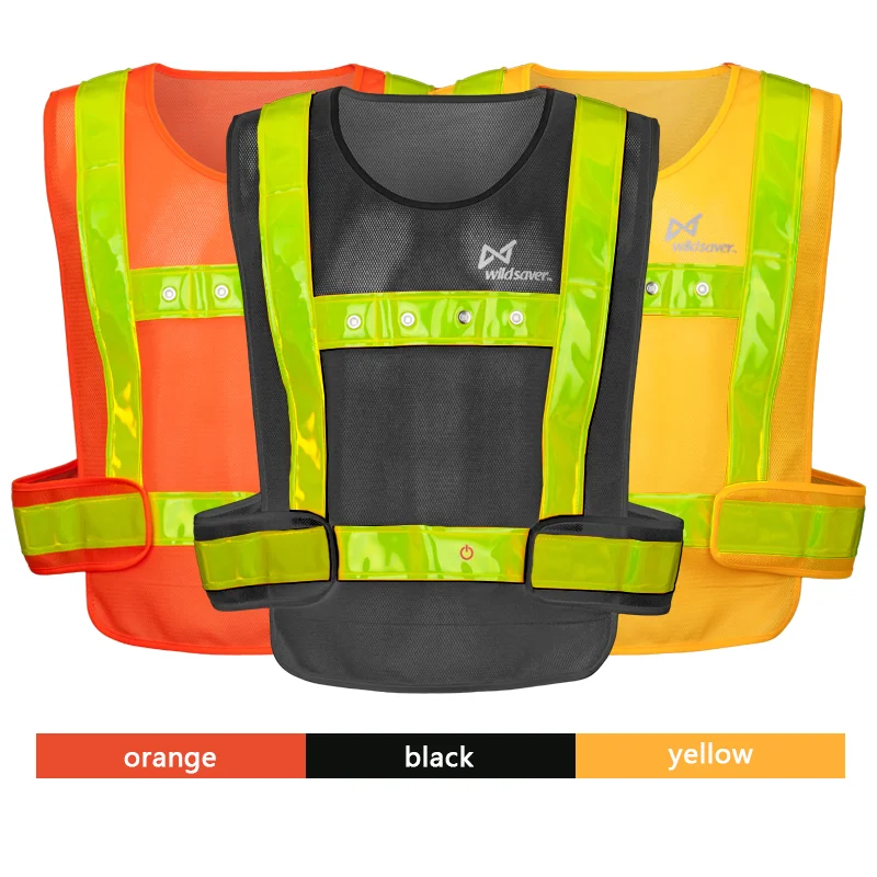 China Factory Hi Vis Reflective Safety Construction Vest Led Flashing Traffic Warning Breathable Clothing For Night Worker