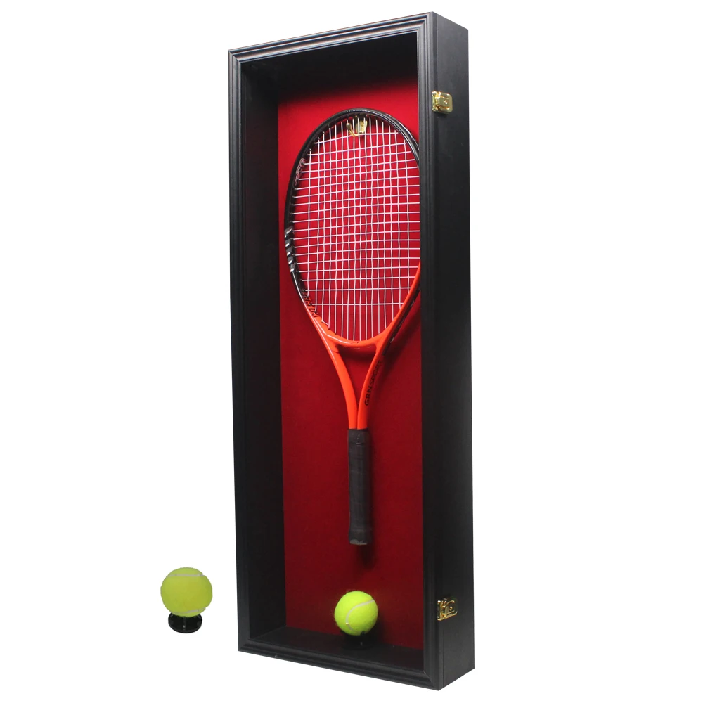 Wholesale Hot Sale Custom Tennis Ball Display Case Wall Hanging MDF Display Case For Tennis Balls Black Cabinet