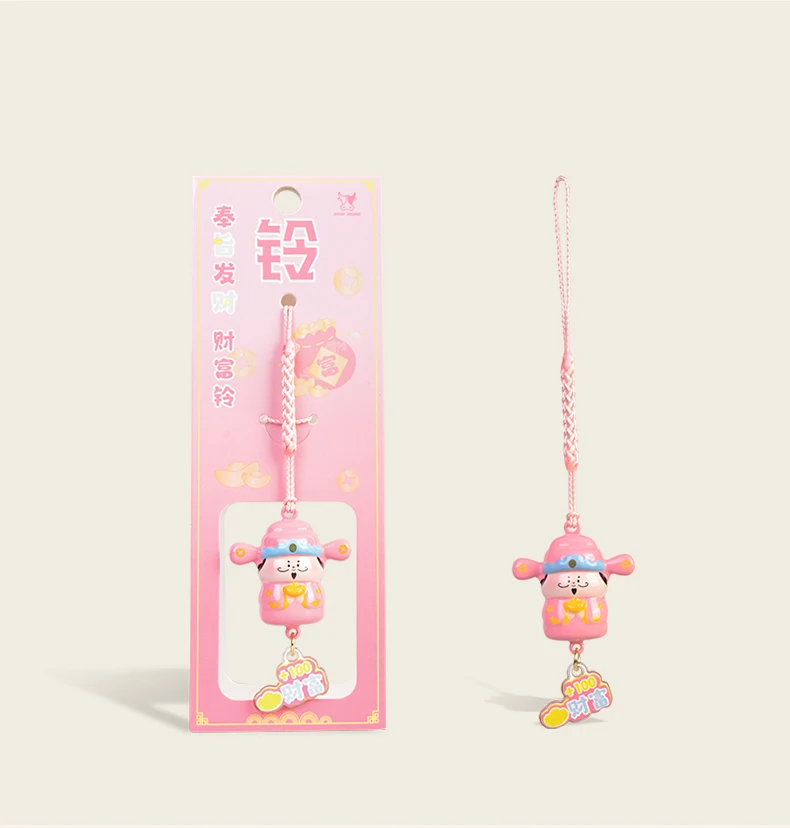 Promotional Pendant Cute Kawaii Buddha God of Wealth Water Jingle Bell Custom Doll ToyKeychain