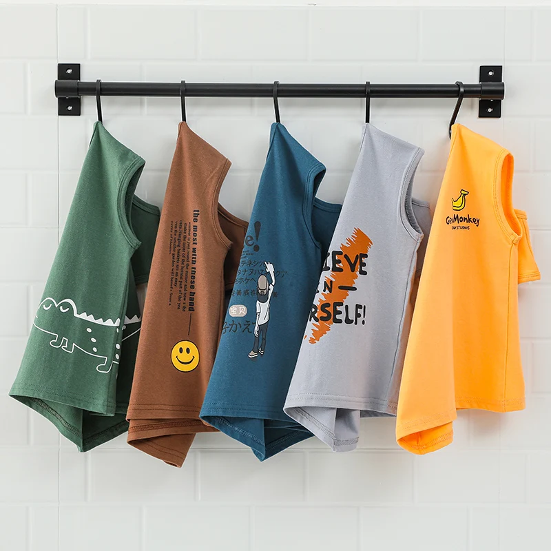 2021 New Style Children Tank Tops Boys Kids Summer Casual sleeveless t- shirt