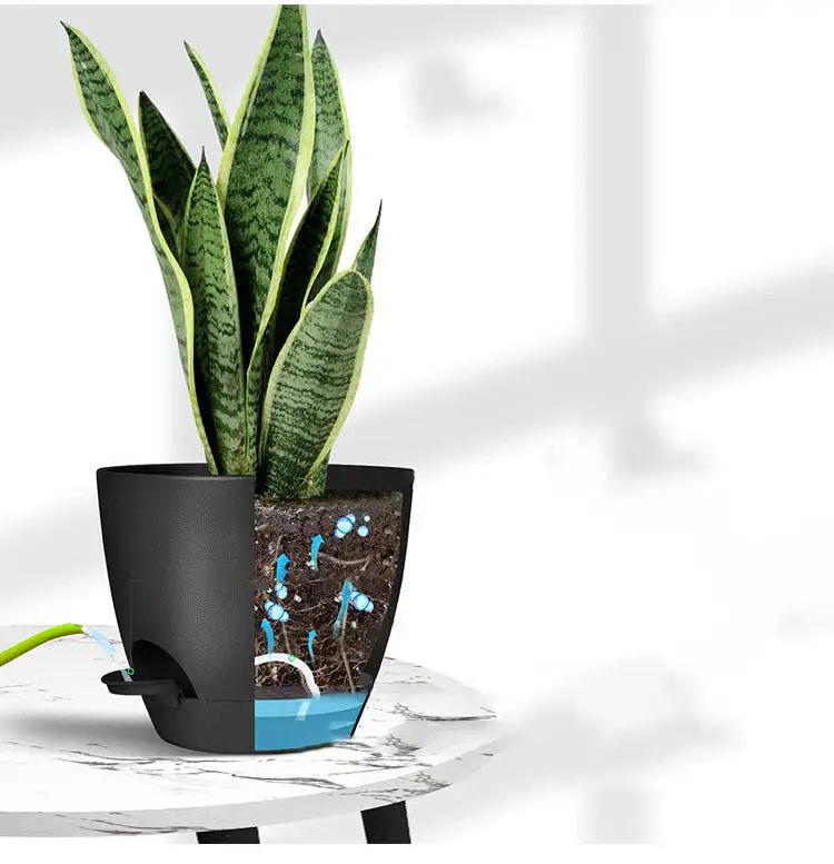 Garden Supplies 8-Inch Side Plastic Terracotta Flower Pot With Self Watering And Self Absorbing Water